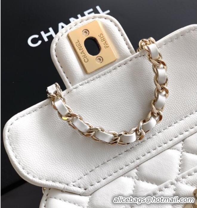 Buy Discount Chanel Lambskin Heart Clutch with Chain AP2784 White 2025