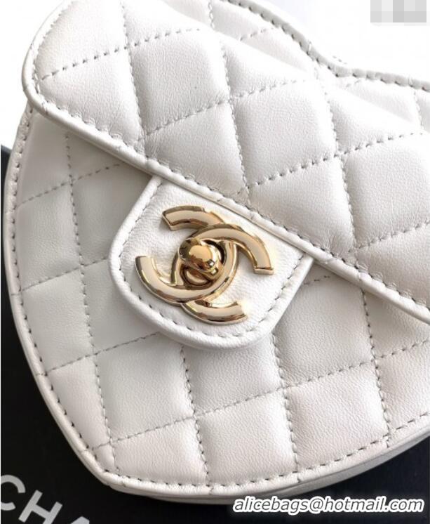 Buy Discount Chanel Lambskin Heart Clutch with Chain AP2784 White 2025
