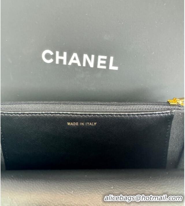 Affordable Price Chanel Shiny Lambskin Wallet On Chain WOC AP4694 Black 2025