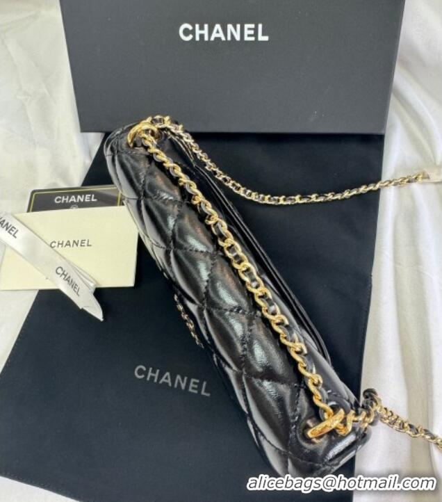 Affordable Price Chanel Shiny Lambskin Wallet On Chain WOC AP4694 Black 2025