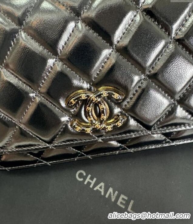 Affordable Price Chanel Shiny Lambskin Wallet On Chain WOC AP4694 Black 2025