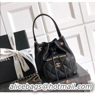 Market Sells Chanel Grained Calfskin Mini Bucket Bag CH081301 Black 2025
