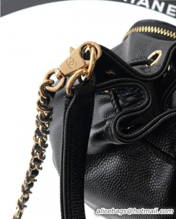 Market Sells Chanel Grained Calfskin Mini Bucket Bag CH081301 Black 2025