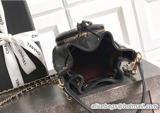 Market Sells Chanel Grained Calfskin Mini Bucket Bag CH081301 Black 2025