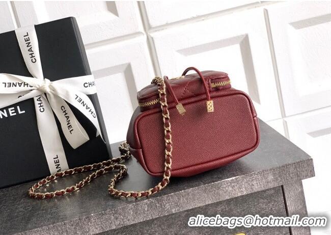 Luxury Cheap Chanel Grained Calfskin Mini Bucket Bag CH081301 Burgundy 2025