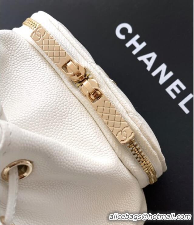 Luxury Discount Chanel Grained Calfskin Mini Bucket Bag CH081301 White 2025