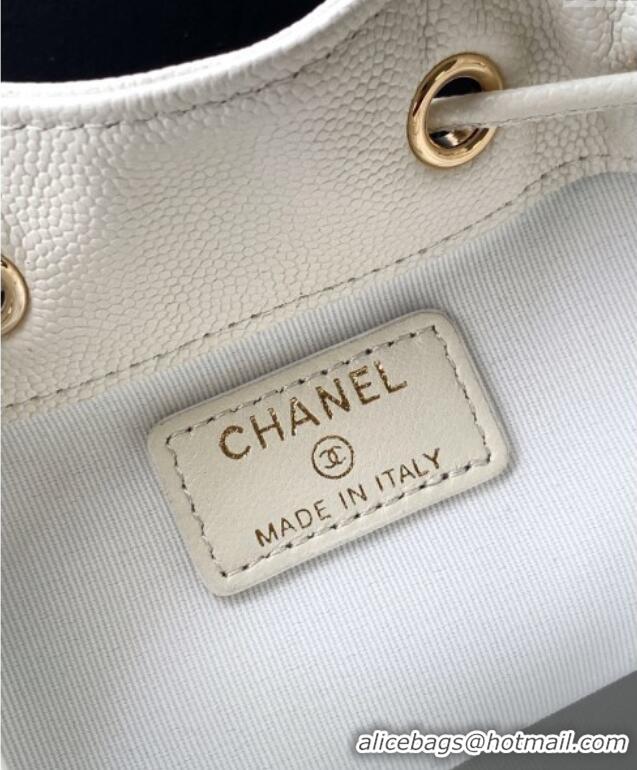 Luxury Discount Chanel Grained Calfskin Mini Bucket Bag CH081301 White 2025