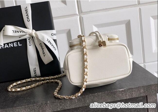 Luxury Discount Chanel Grained Calfskin Mini Bucket Bag CH081301 White 2025