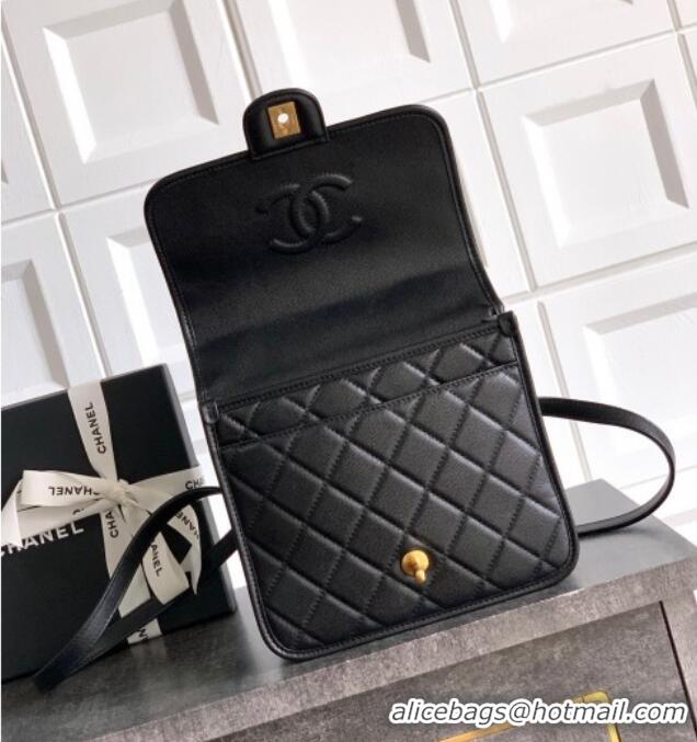 New Cheap Chanel Grained Shiny Calfskin Backpack bag AS5715 Black 2025