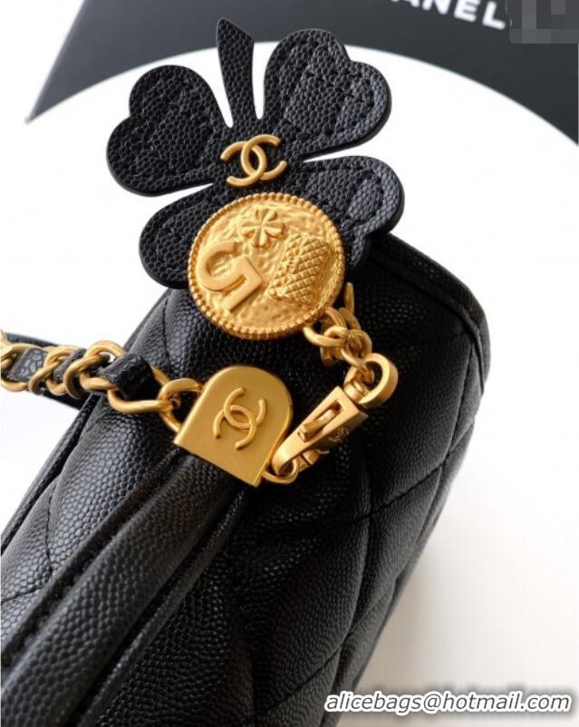New Cheap Chanel Grained Shiny Calfskin Backpack bag AS5715 Black 2025