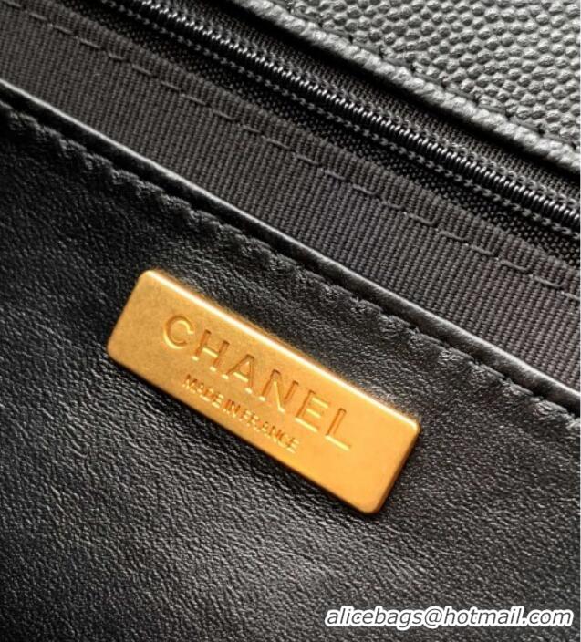 Famous Brand Chanel Grained Shiny Calfskin Flap Bag with Top Handle AS3653 Black 2025