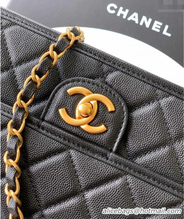 Famous Brand Chanel Grained Shiny Calfskin Flap Bag with Top Handle AS3653 Black 2025