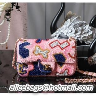 Top Quality Chanel Sequins Mini Classic Flap Bag A69900 Pink 2025
