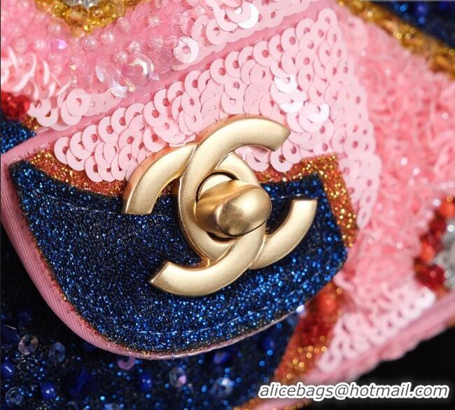 Top Quality Chanel Sequins Mini Classic Flap Bag A69900 Pink 2025