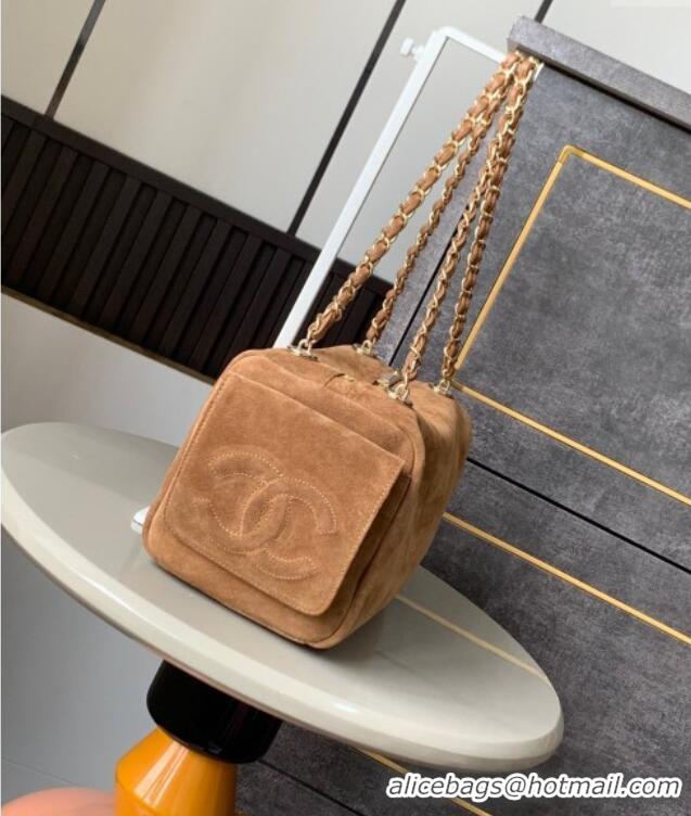 Buy Fashionable Chanel Suede Bowling Bag CH081302 Brown 2025