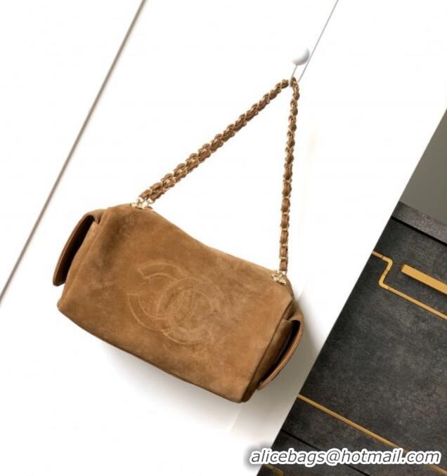 Buy Fashionable Chanel Suede Bowling Bag CH081302 Brown 2025