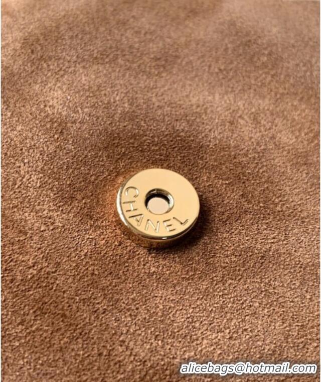 Buy Fashionable Chanel Suede Bowling Bag CH081302 Brown 2025