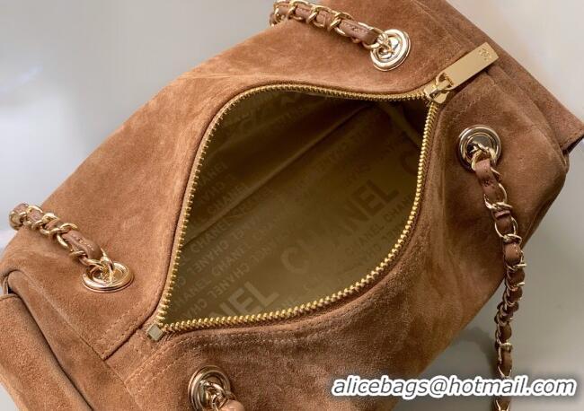 Buy Fashionable Chanel Suede Bowling Bag CH081302 Brown 2025