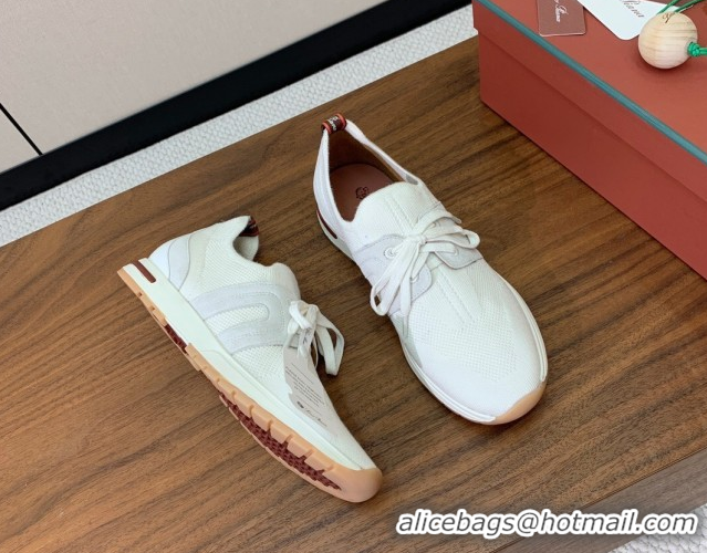 Expensive Loro Piana 360 LP Lady Flexy Walk Sneakers in Knit and Suede White 0708004