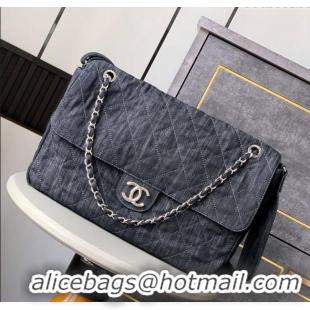 Famous Brand Chanel Quilted Denim Large Flap Bag CH081303 Dark Blue 2025