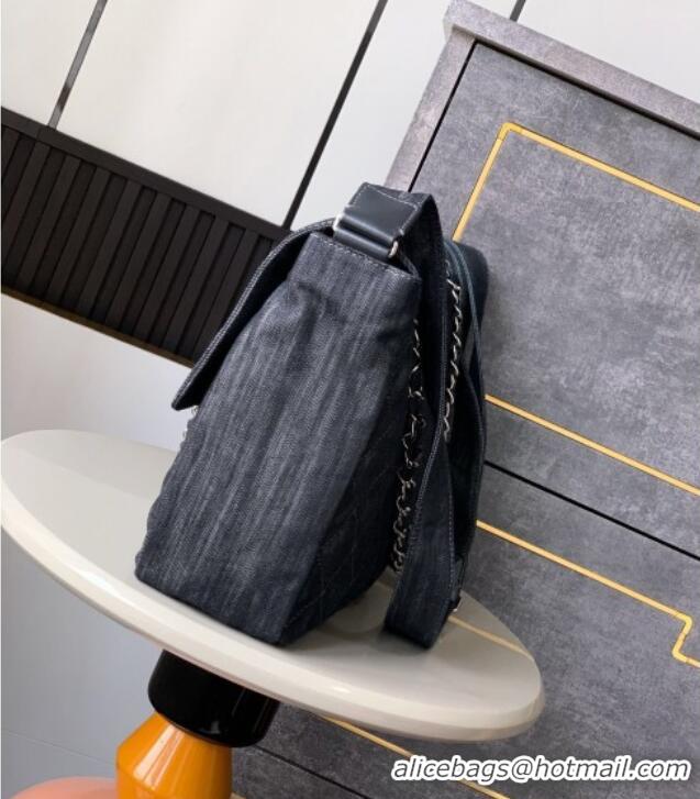 Famous Brand Chanel Quilted Denim Large Flap Bag CH081303 Dark Blue 2025