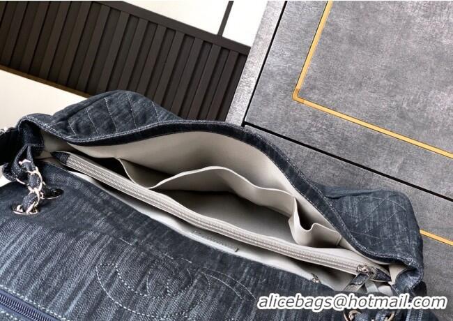 Famous Brand Chanel Quilted Denim Large Flap Bag CH081303 Dark Blue 2025