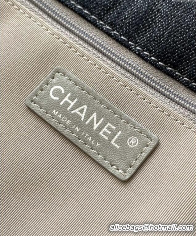 Famous Brand Chanel Quilted Denim Large Flap Bag CH081303 Dark Blue 2025