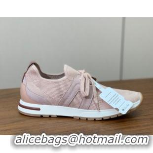 Shop Duplicate Loro Piana 360 LP Lady Flexy Walk Sneakers in Knit and Suede New Pink 0708005