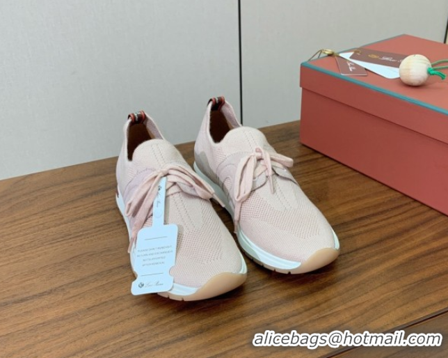 Shop Duplicate Loro Piana 360 LP Lady Flexy Walk Sneakers in Knit and Suede New Pink 0708005