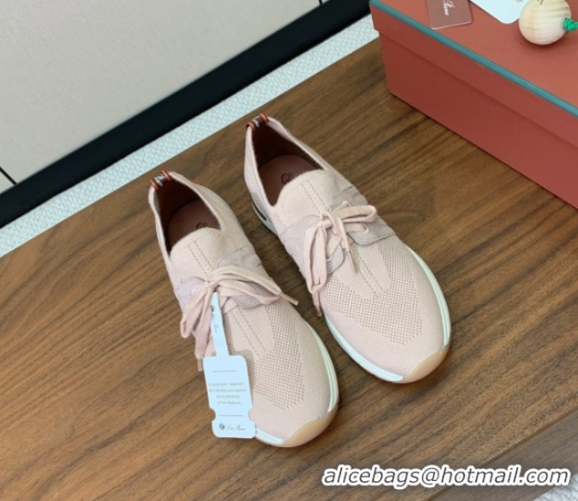 Shop Duplicate Loro Piana 360 LP Lady Flexy Walk Sneakers in Knit and Suede New Pink 0708005