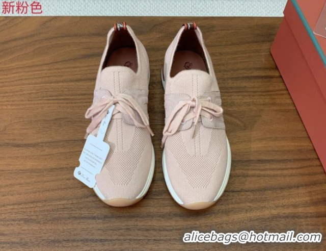 Shop Duplicate Loro Piana 360 LP Lady Flexy Walk Sneakers in Knit and Suede New Pink 0708005