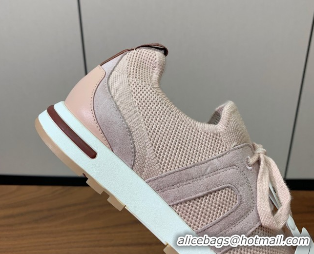 Shop Duplicate Loro Piana 360 LP Lady Flexy Walk Sneakers in Knit and Suede New Pink 0708005