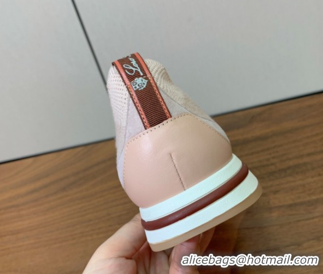Shop Duplicate Loro Piana 360 LP Lady Flexy Walk Sneakers in Knit and Suede New Pink 0708005