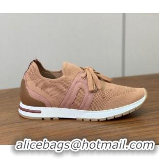 Best Price Loro Piana 360 LP Lady Flexy Walk Sneakers in Knit and Suede Light Camel 0708008