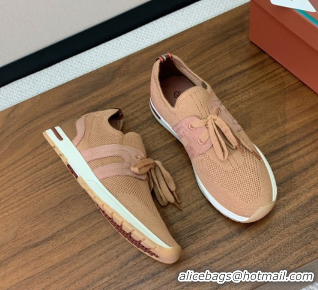 Best Price Loro Piana 360 LP Lady Flexy Walk Sneakers in Knit and Suede Light Camel 0708008