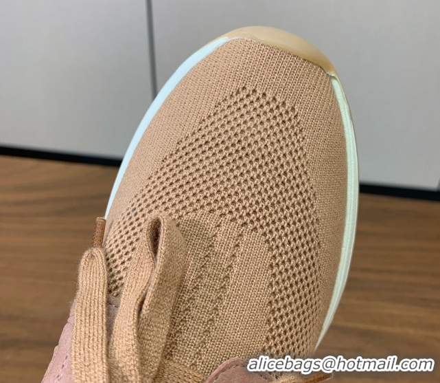 Best Price Loro Piana 360 LP Lady Flexy Walk Sneakers in Knit and Suede Light Camel 0708008