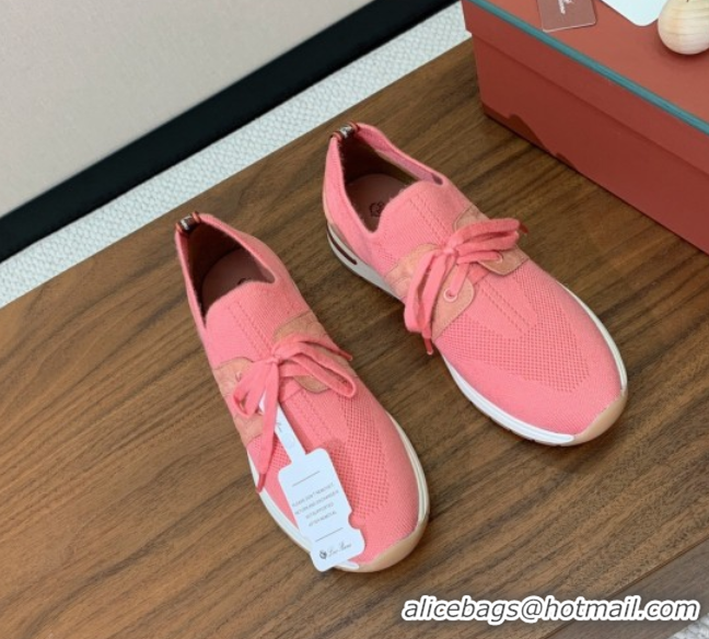 Top Grade Loro Piana 360 LP Lady Flexy Walk Sneakers in Knit and Suede Pink 0708010