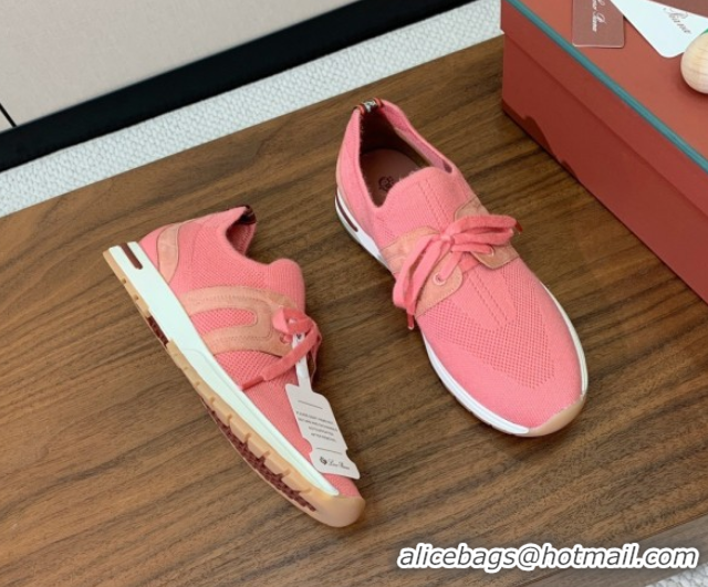 Top Grade Loro Piana 360 LP Lady Flexy Walk Sneakers in Knit and Suede Pink 0708010