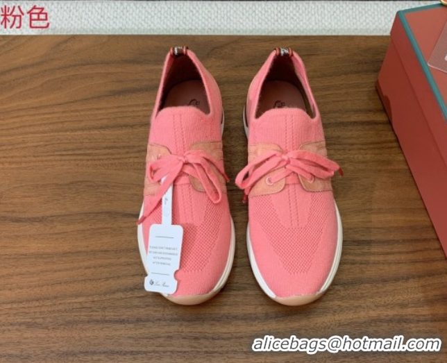 Top Grade Loro Piana 360 LP Lady Flexy Walk Sneakers in Knit and Suede Pink 0708010