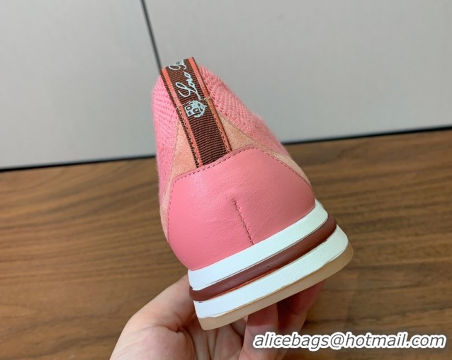 Top Grade Loro Piana 360 LP Lady Flexy Walk Sneakers in Knit and Suede Pink 0708010