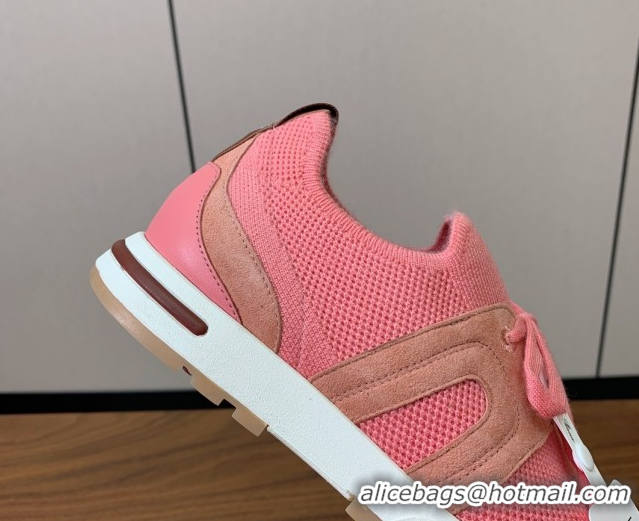 Top Grade Loro Piana 360 LP Lady Flexy Walk Sneakers in Knit and Suede Pink 0708010