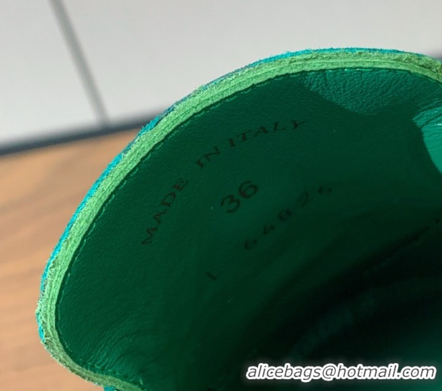 Good Quality Loro Piana Charms Walk Babouche Loafer Mules in Suede and Crocodile-Like Leaher Inserts Dark Green 0708014