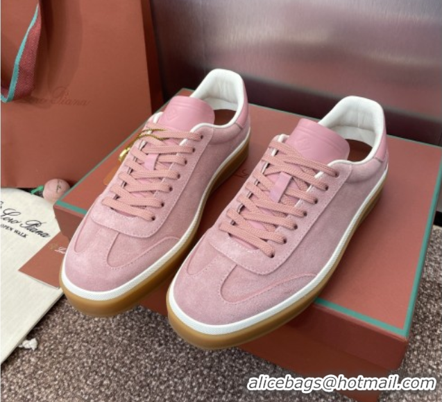 Unique Style Loro Piana Tennis Walk Sneaker in Suede Pink 080803