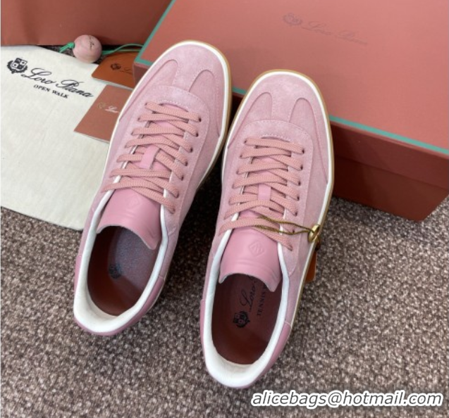 Unique Style Loro Piana Tennis Walk Sneaker in Suede Pink 080803