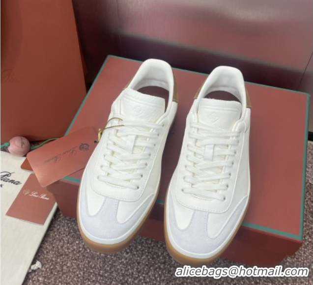 Shop Duplicate Loro Piana Tennis Walk Sneaker in Calfskin White 5080806