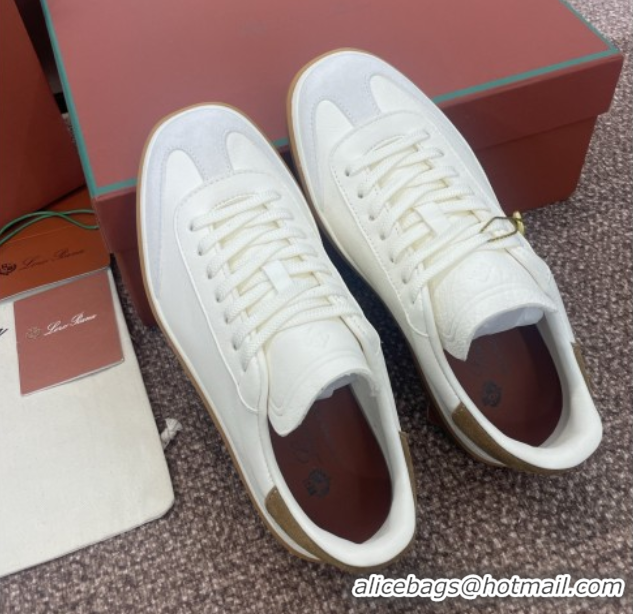 Shop Duplicate Loro Piana Tennis Walk Sneaker in Calfskin White 5080806