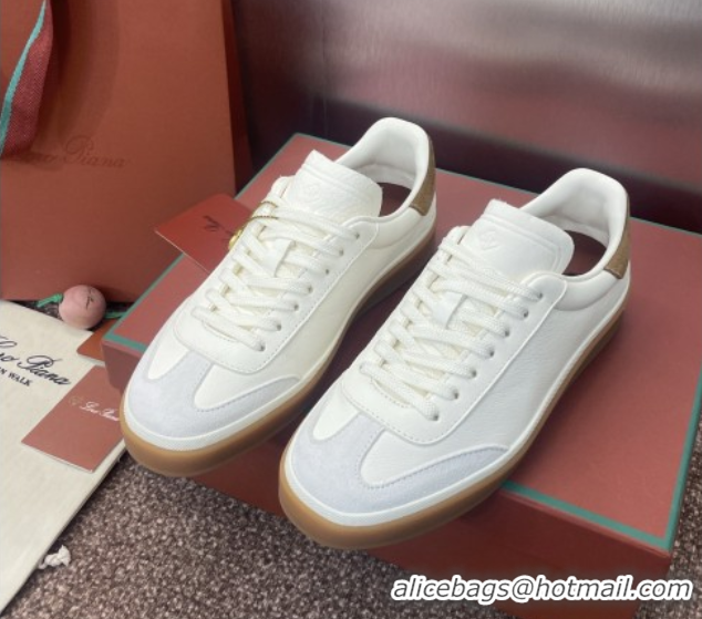 Shop Duplicate Loro Piana Tennis Walk Sneaker in Calfskin White 5080806