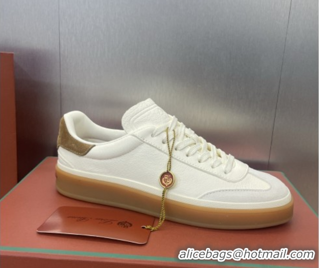 Shop Duplicate Loro Piana Tennis Walk Sneaker in Calfskin White 5080806