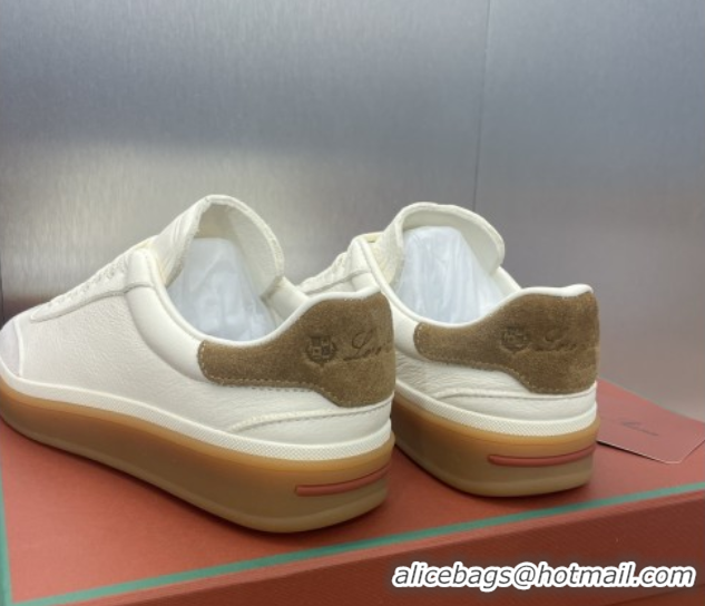 Shop Duplicate Loro Piana Tennis Walk Sneaker in Calfskin White 5080806