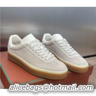 Stylish Loro Piana Tennis Walk Sneaker in Suede White/Light Grey 5080808